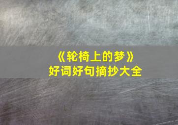 《轮椅上的梦》好词好句摘抄大全