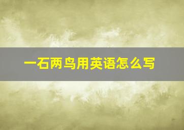 一石两鸟用英语怎么写