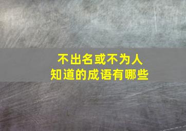 不出名或不为人知道的成语有哪些