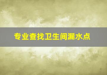 专业查找卫生间漏水点