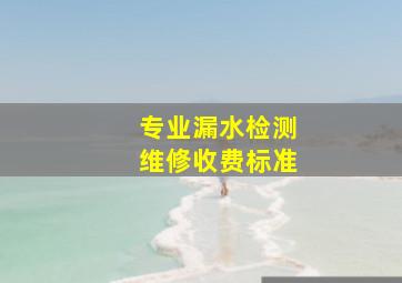 专业漏水检测维修收费标准