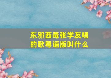 东邪西毒张学友唱的歌粤语版叫什么