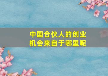 中国合伙人的创业机会来自于哪里呢