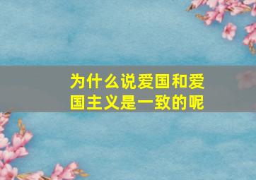 为什么说爱国和爱国主义是一致的呢