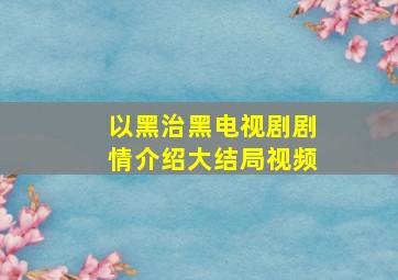 以黑治黑电视剧剧情介绍大结局视频