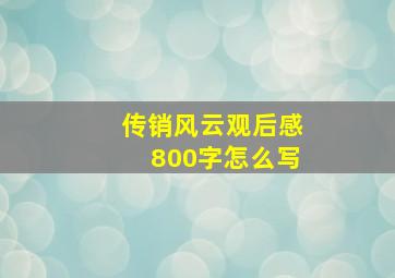 传销风云观后感800字怎么写