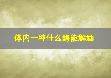 体内一种什么酶能解酒