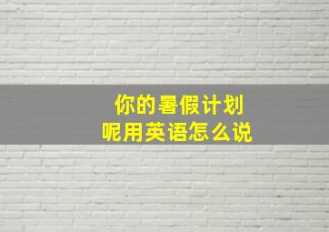 你的暑假计划呢用英语怎么说