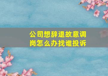 公司想辞退故意调岗怎么办找谁投诉