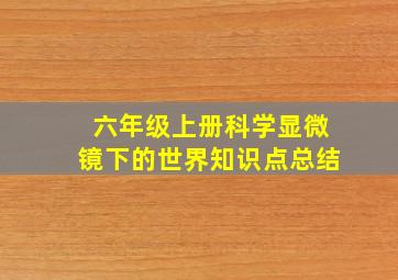 六年级上册科学显微镜下的世界知识点总结