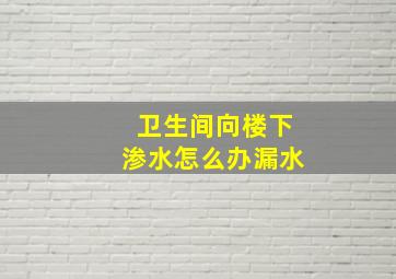 卫生间向楼下渗水怎么办漏水