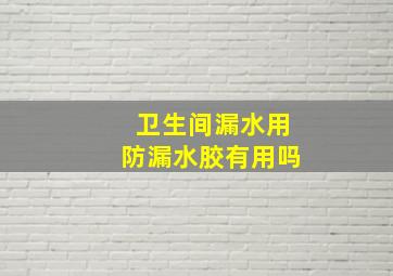 卫生间漏水用防漏水胶有用吗