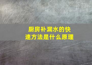 厨房补漏水的快速方法是什么原理