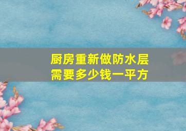 厨房重新做防水层需要多少钱一平方