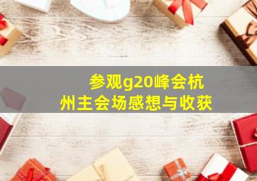 参观g20峰会杭州主会场感想与收获