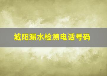 城阳漏水检测电话号码