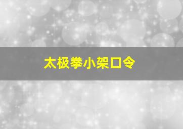 太极拳小架口令