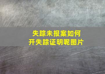 失踪未报案如何开失踪证明呢图片