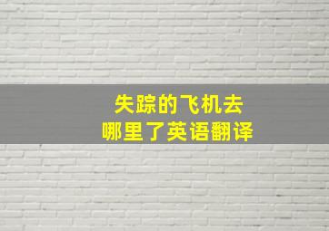 失踪的飞机去哪里了英语翻译