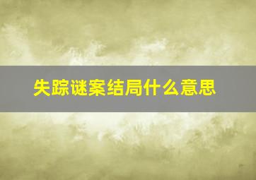 失踪谜案结局什么意思