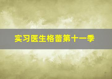 实习医生格蕾第十一季