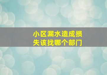 小区漏水造成损失该找哪个部门