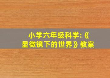 小学六年级科学:《显微镜下的世界》教案