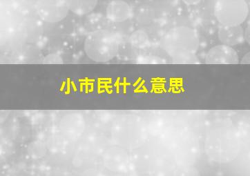 小市民什么意思