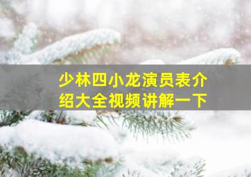 少林四小龙演员表介绍大全视频讲解一下