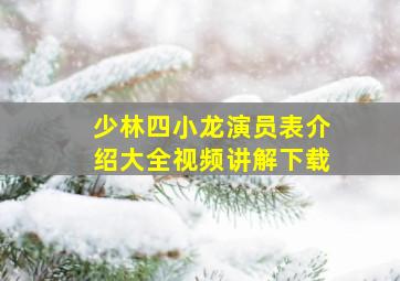 少林四小龙演员表介绍大全视频讲解下载