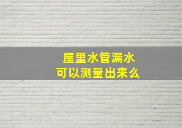 屋里水管漏水可以测量出来么