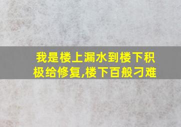 我是楼上漏水到楼下积极给修复,楼下百般刁难