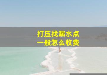 打压找漏水点一般怎么收费