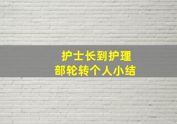 护士长到护理部轮转个人小结