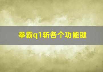 拳霸q1斩各个功能键