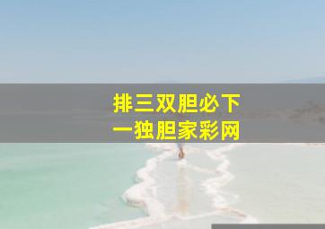 排三双胆必下一独胆家彩网