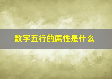 数字五行的属性是什么