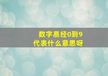 数字易经0到9代表什么意思呀