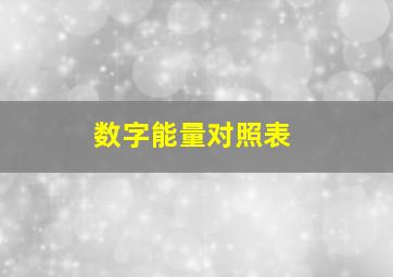 数字能量对照表