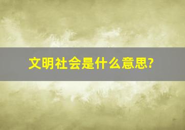 文明社会是什么意思?