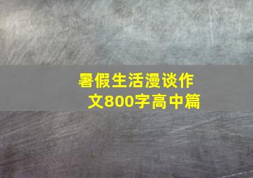 暑假生活漫谈作文800字高中篇