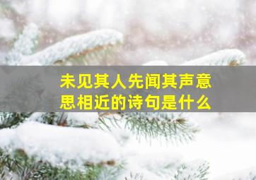 未见其人先闻其声意思相近的诗句是什么