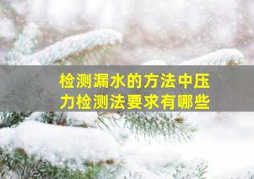 检测漏水的方法中压力检测法要求有哪些