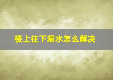 楼上往下漏水怎么解决