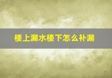 楼上漏水楼下怎么补漏