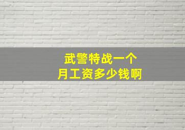 武警特战一个月工资多少钱啊