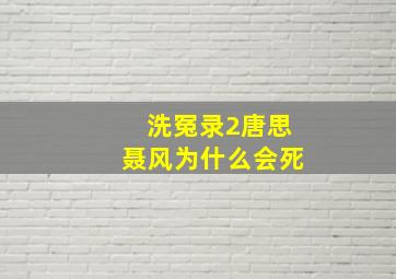 洗冤录2唐思聂风为什么会死