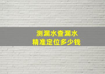 测漏水查漏水精准定位多少钱