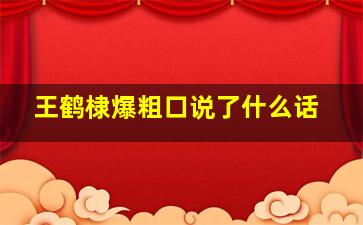 王鹤棣爆粗口说了什么话