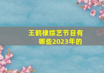 王鹤棣综艺节目有哪些2023年的